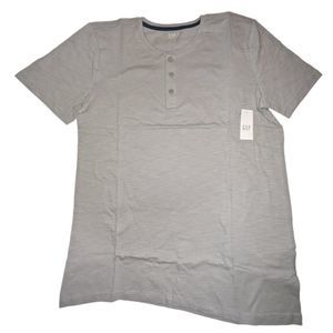 Gap Men's Med Gray Short Sleeve Henley Lived In Shirt 100% Cotton New With Tags